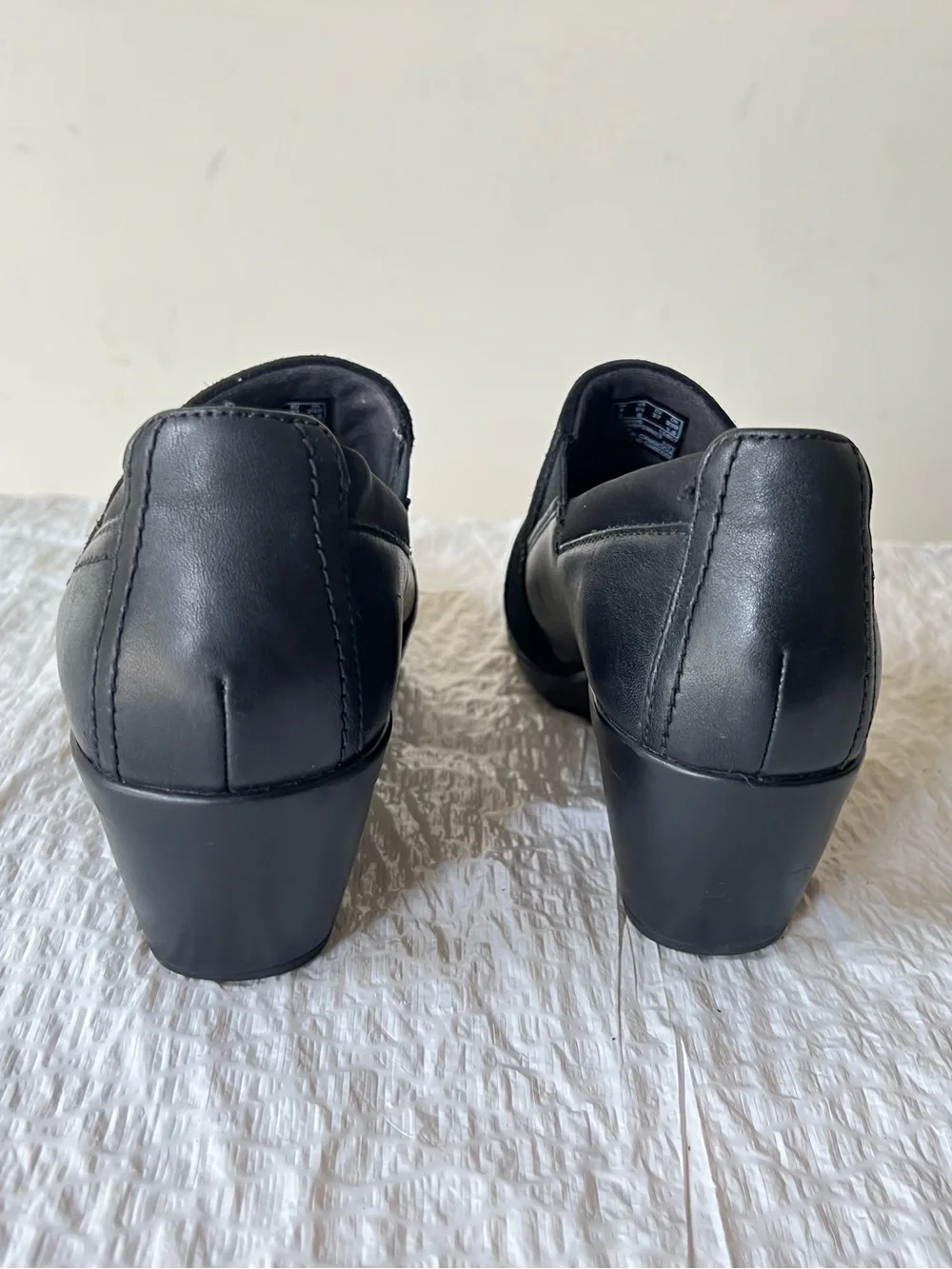 Clarks Black Low Block Heel Slip-On Dress Shoes